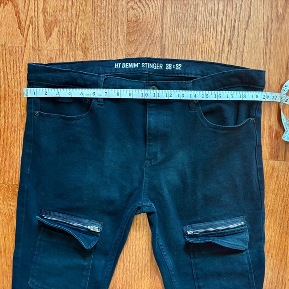 HT DENIM black Cargo Pants 38 X 32 Unisex - Picture 5 of 6